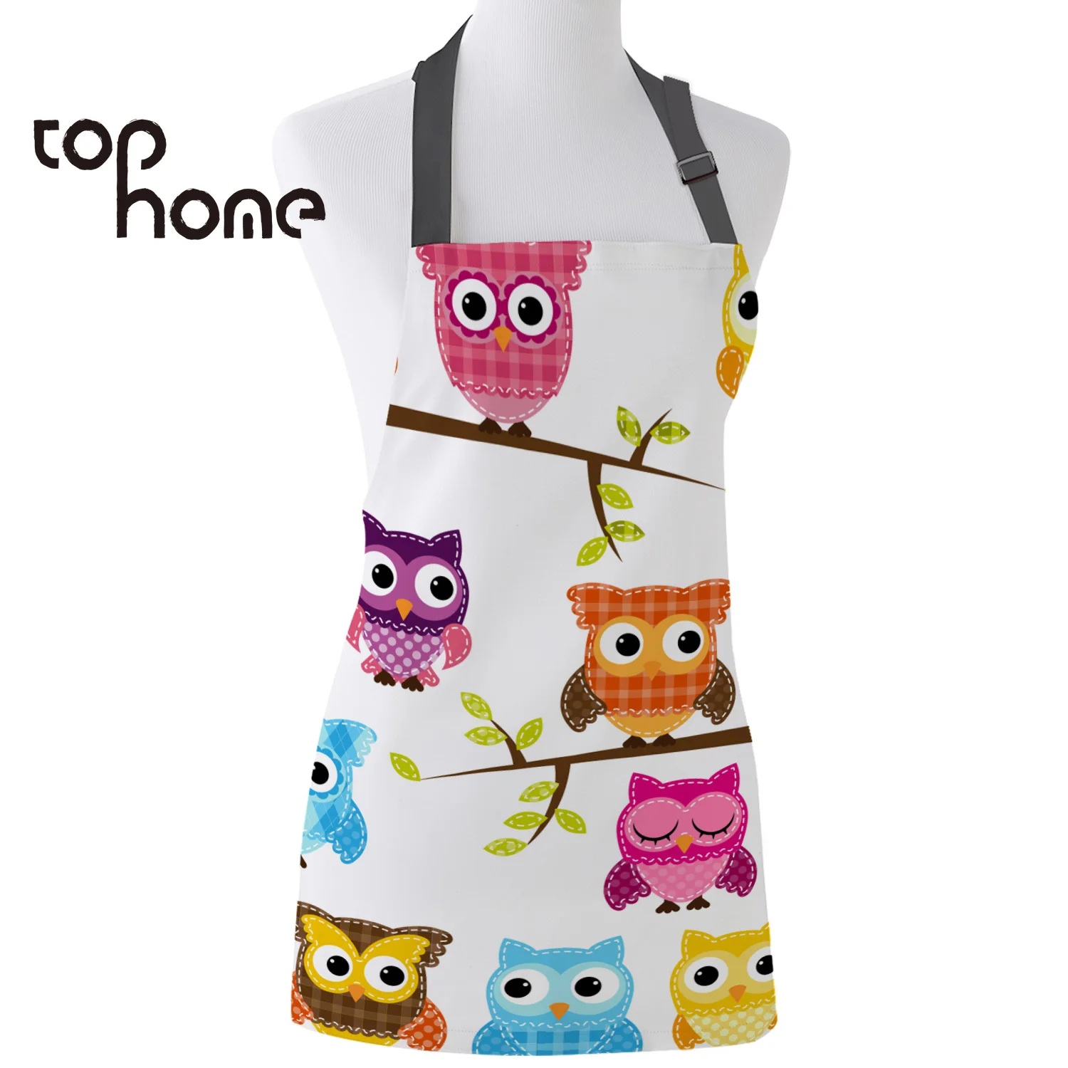 

Tophome Kitchen Apron Cartoon Owl Animals Printed Adjustable Sleeveless Canvas Aprons for Men Women Kids Home Cleaning Tools