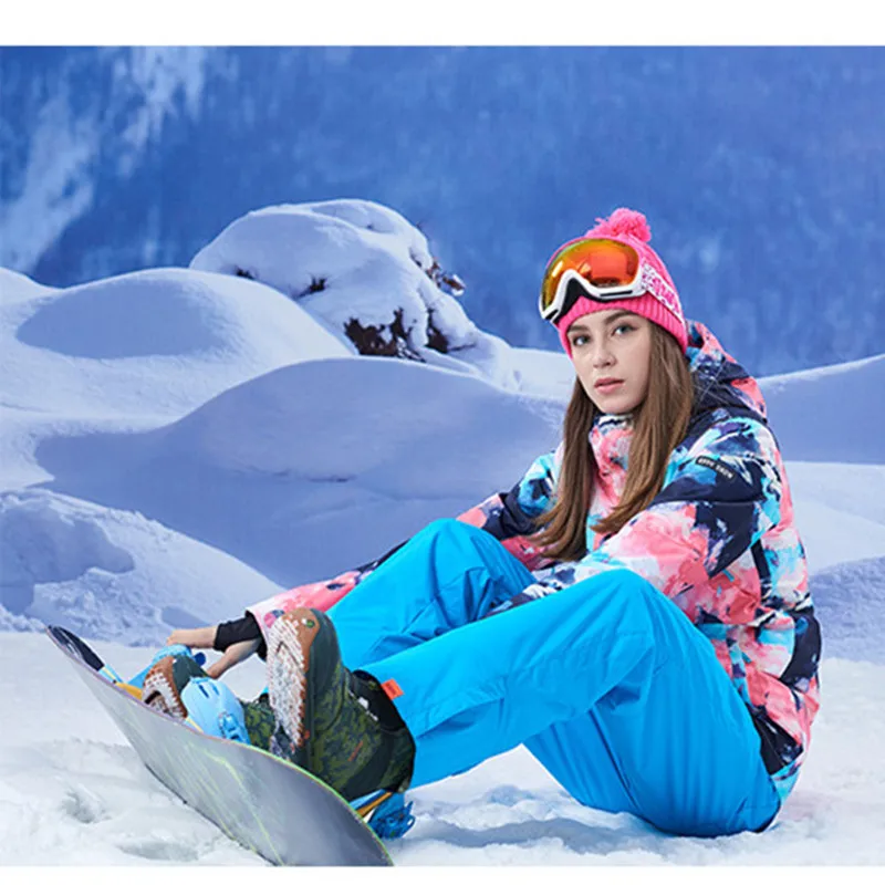 

GSOU SNOW Brand Ski Suit Women Ski Jackets Pants Winter Skiing Suits Waterproof Snowboard Sets Warm Cheap Snowboarding Clothing