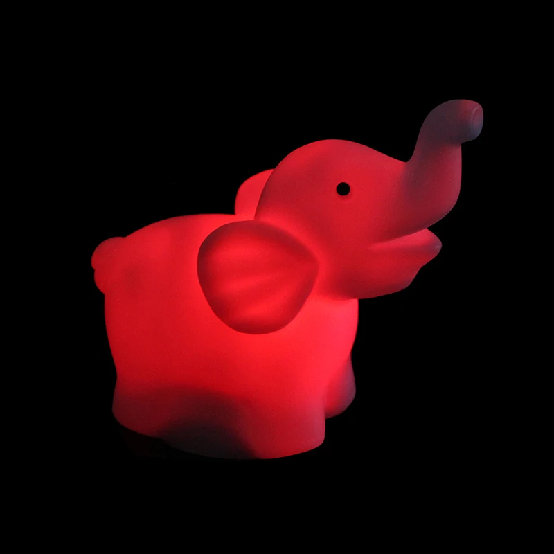 PVC Elephant Shape LED Night Light 7Color Changing Lamp With Battery