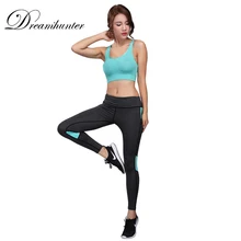 Для женщин набор для йоги и спорта костюм эластичный бюстгальтер небольшого размера+ леггинсы тренировочный топ Штаны Спортивная Фитнес для бега на открытом воздухе спортивный костюм