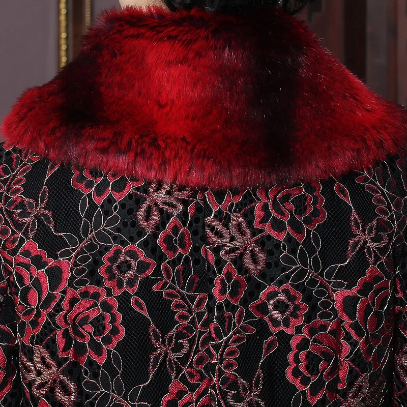 Бренд Новое поступление осень-зима Китайская традиционная Для женщин волос воротник тонкий стеганая куртка пальто L XL XXL 3XL MTJ20150065