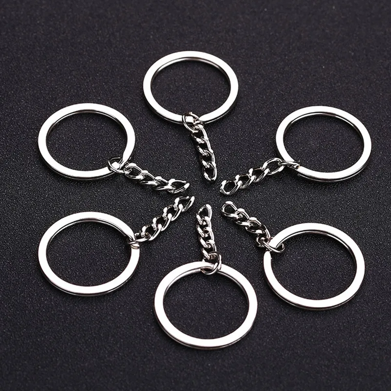

High quality 2.0x30mm flat ring with 4 chain Keychain Hanging chain Charm Key Chain Ring Accessories 5pcs