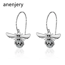 Anenjery дизайн 925 пробы серебро микро циркон серьги в виде пчел для женщин модные ювелирные изделия oorbellen S-E793