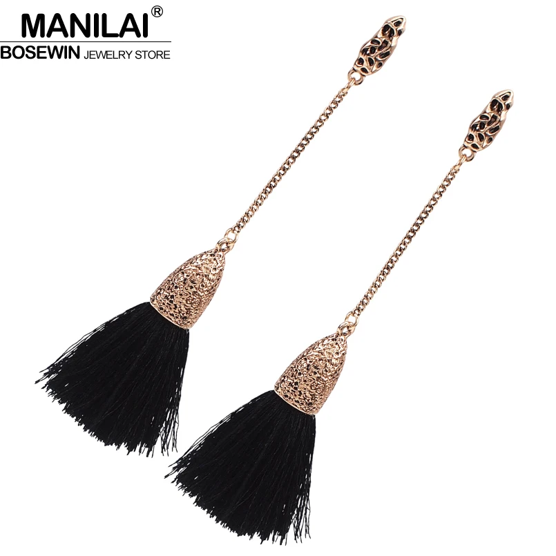 MANILAI Bohemia Long Tassels Earrings For Women Fashion Vintage Metal Statement Dangle Earrings Ethnic Earrings Jewelry Girls