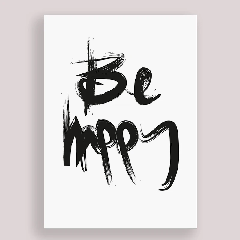 Bee happy black text Wall Print Decor Wall Art