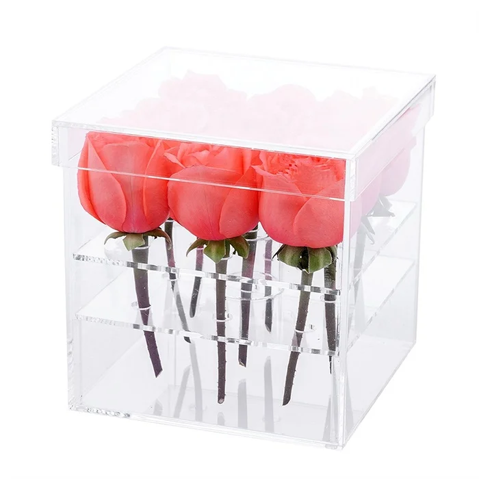 

2018 Aila Arylic flower box water holder 9 Roses Without Flowers