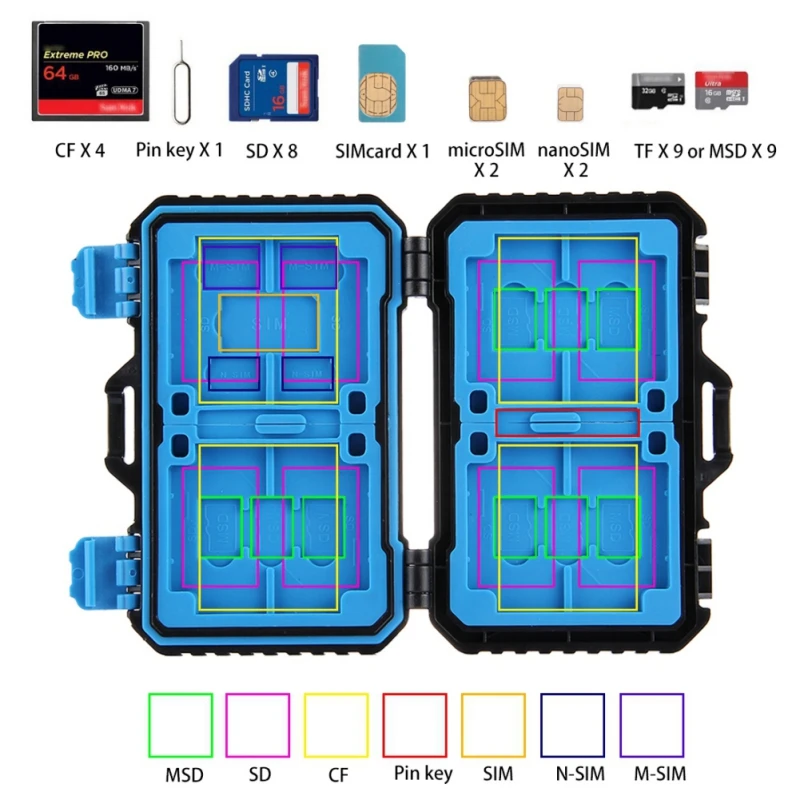 Чехол для карт памяти с USB 3,0 ридер водонепроницаемый 27 слотов SIM CF TF MSD карты чехол для хранения SD/SDHC/SDXC/микро-sd SDXC