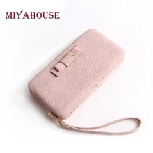 

Miyahouse Hot Sale Retro Bow Design Clutch Wallets For Women Long Purse Female Cell Phone Wallets High Capacity Cards Wallet