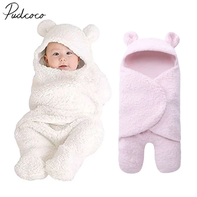 

Polar Fleece Fabric Infant Baby Boy Girl Swaddle Sleeping Wrap Blanket Photo Prop Little Ear Hoodie Warm Blanket Bear Outfits
