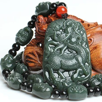 

Xinjiang and Tian jade green jade unicorn bat money string lucifera lucifera pendant