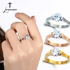 Letdiffery   Large Cubic Zirconia Ring for Women Rose Gold Stainless Steel Engagement Fashion Jewelry Rings Drop shipping 2022 ► Photo 1/6