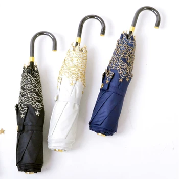 

Japanese Curved Handle Star Umbrella Embroidery Hook Folding Sun Umbrella Female UV Lace Umbrella Women Rain Parasol Dro 50ys106