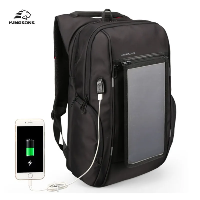 

Kingsons Solar Panel Backpacks Men's 15.6 inches Convenience Charging Laptop Bags For Travel Solar Charger Daypacks School Bags