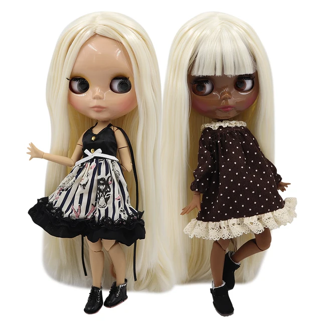 Tbl Neo Blythe Dolls Pale Blonde Hair Jointed Body Tan Black Skin