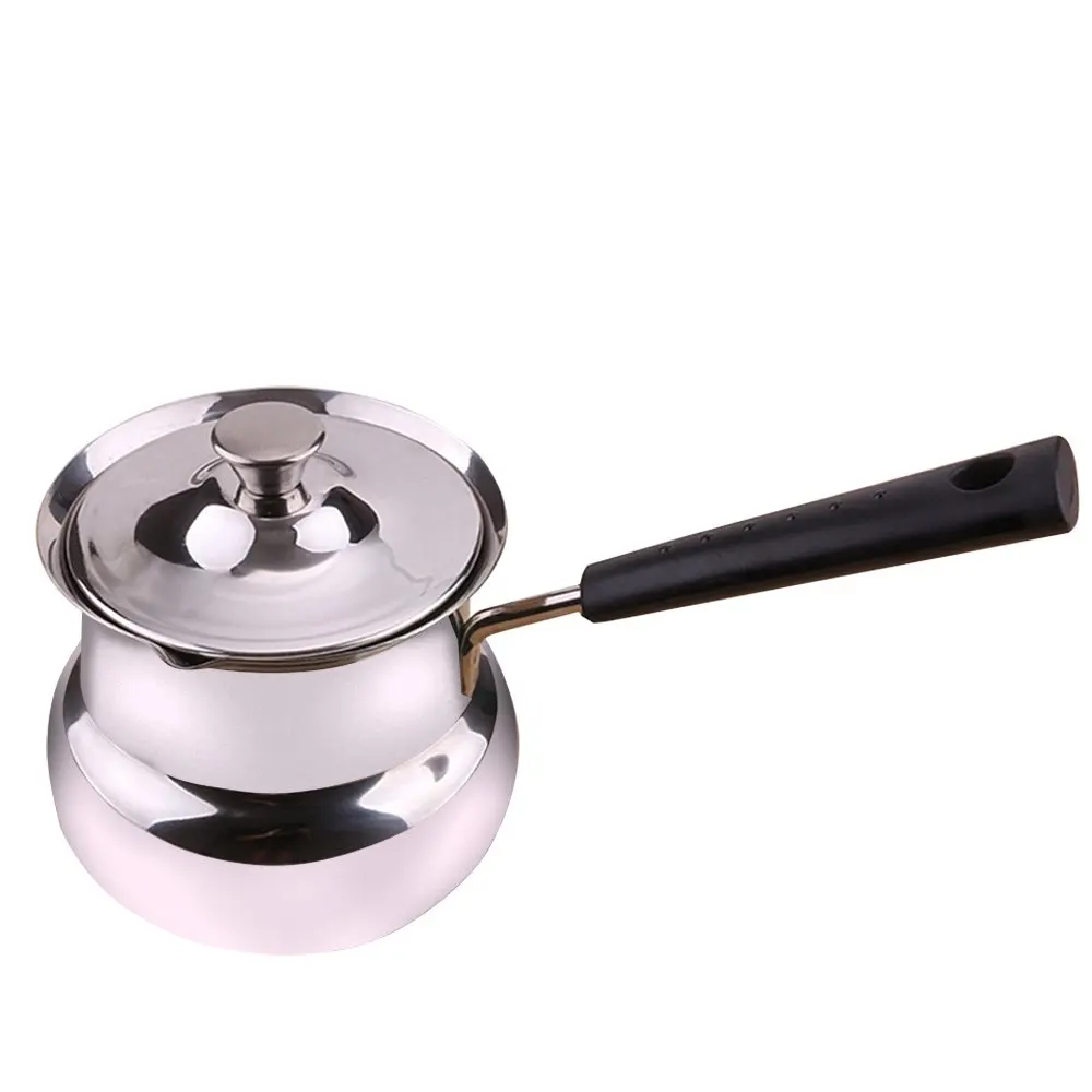 

MYLIFEUNIT Mini Stainless Steel Soup pot Milk Pan with Lid and Spout Boiling Pot for Coffee or Porridge (1 Quart)