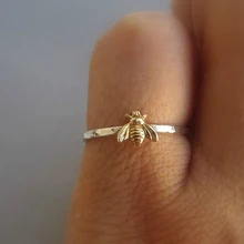 Простые крошечные Чистый золотой цвет медные пчелиные кольца на палец с золотым молотком кольца для украшения на свадьбу, годовщину
