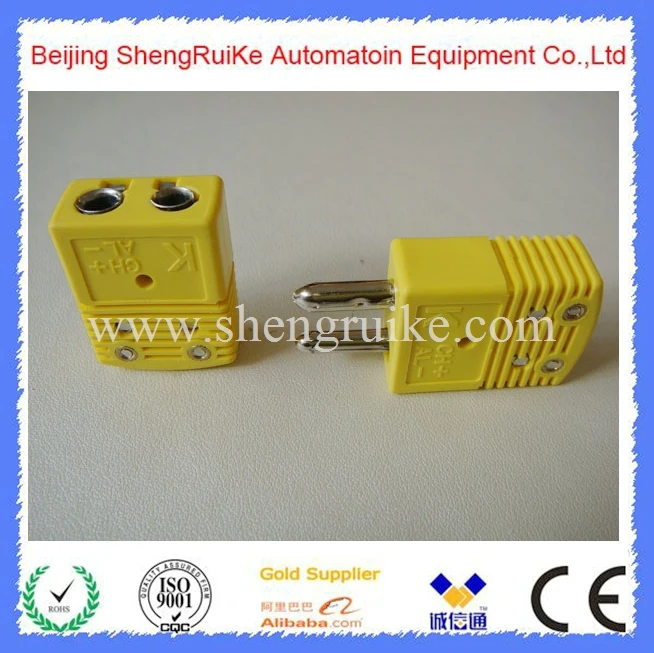 

Yellow Color Round Hollow Pin K Standard Thermocouple Connector
