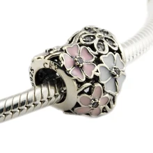 DIY Подходит Пандора шармы браслеты Очаровательные цветы бусины с смешанной эмалью стерлингового серебра 925 пробы-ювелирные изделия