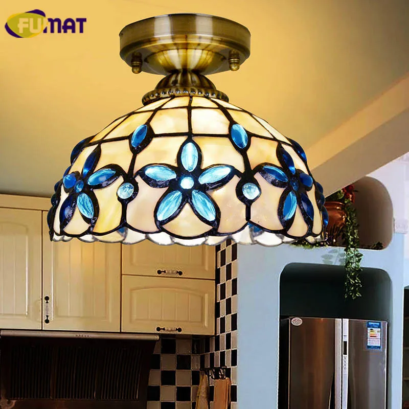 FUMAT 5/8/12/14/16 Inch Blue Lilac Ceiling Light Natural Shell Lamp Living Room Bedroom Kitchen Balcony Ceiling Lamp