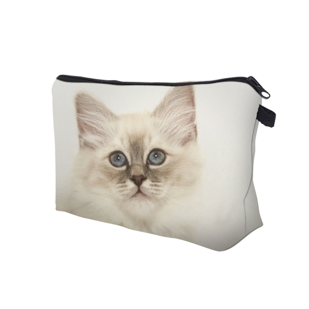 Deanfun النساء القط التجميل أكياس 3D المطبوعة متعدد الألوان ستار مع سستة لتخزين ماكياج المنظم