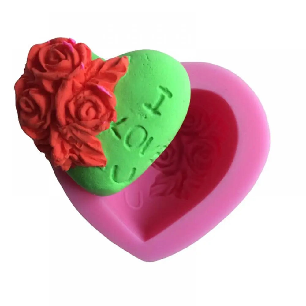 LINSBAYWU 3D силиконовая форма для шоколада сердце любовь мыло с розой формы свечи формы из полимерной глины ремесла DIY формы