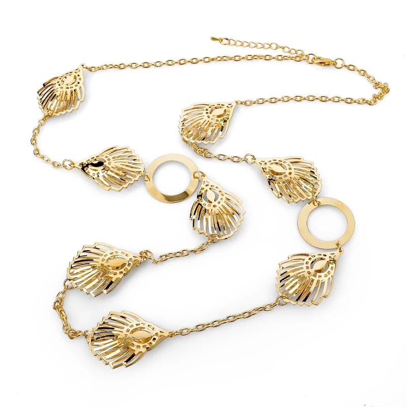 Attrtto, новейший дизайн, Золотое серебряное длинное ожерелье с цепочкой, женское милое ожерелье с кристаллами и подвесками, ювелирные изделия Sne150857 - Окраска металла: Gold