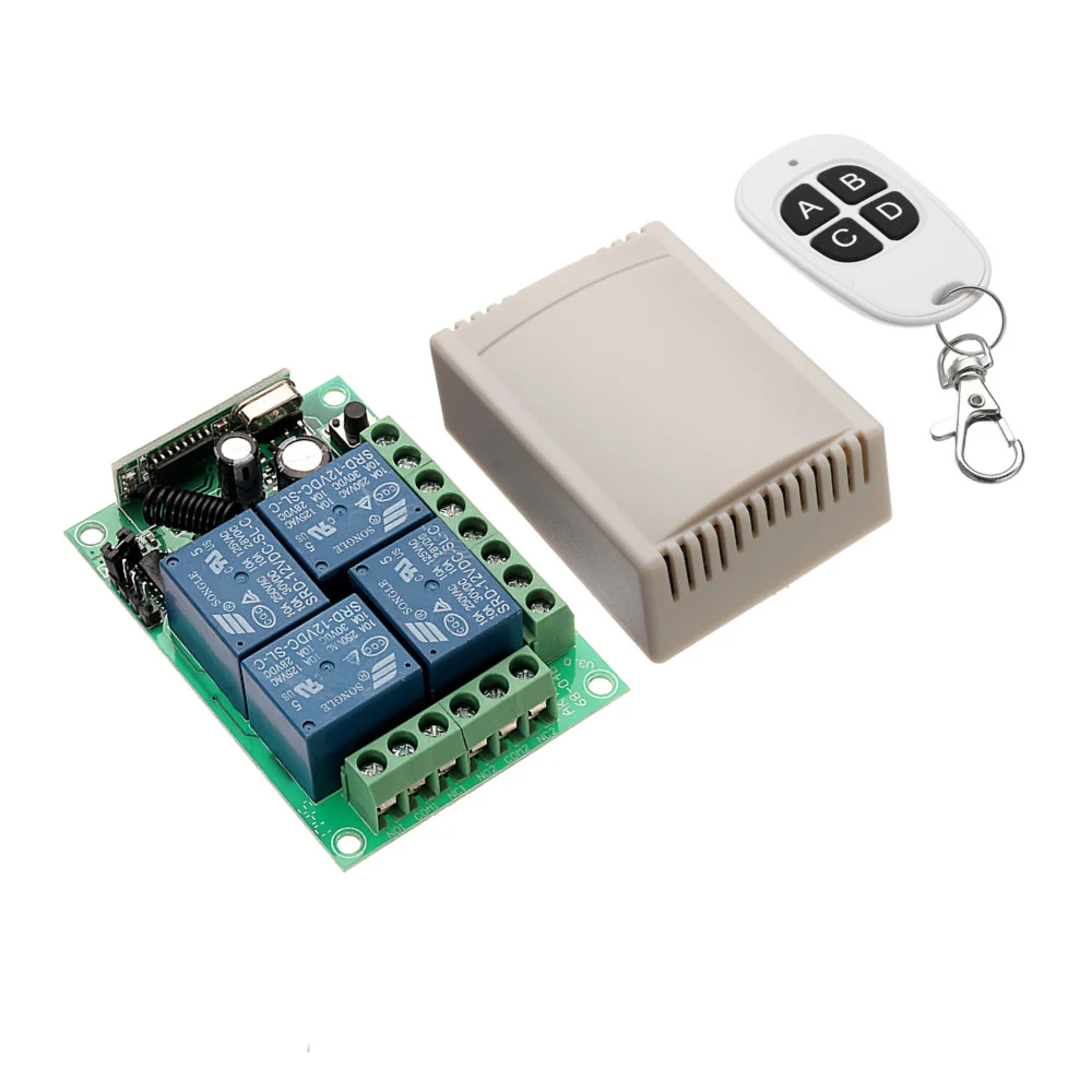 

NEW 433mhz DC 12V Learning Type 4CH Channel Wireless Remote Control Switch Four Way Relay Control Module