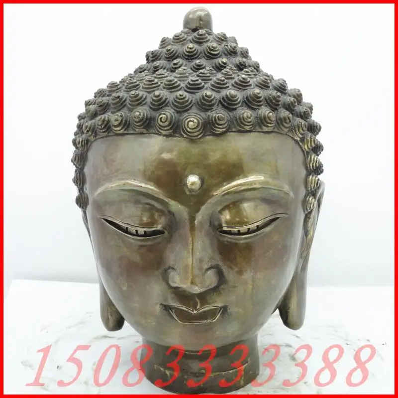 Bronze statue copper buddha head decoration head portrait statue of