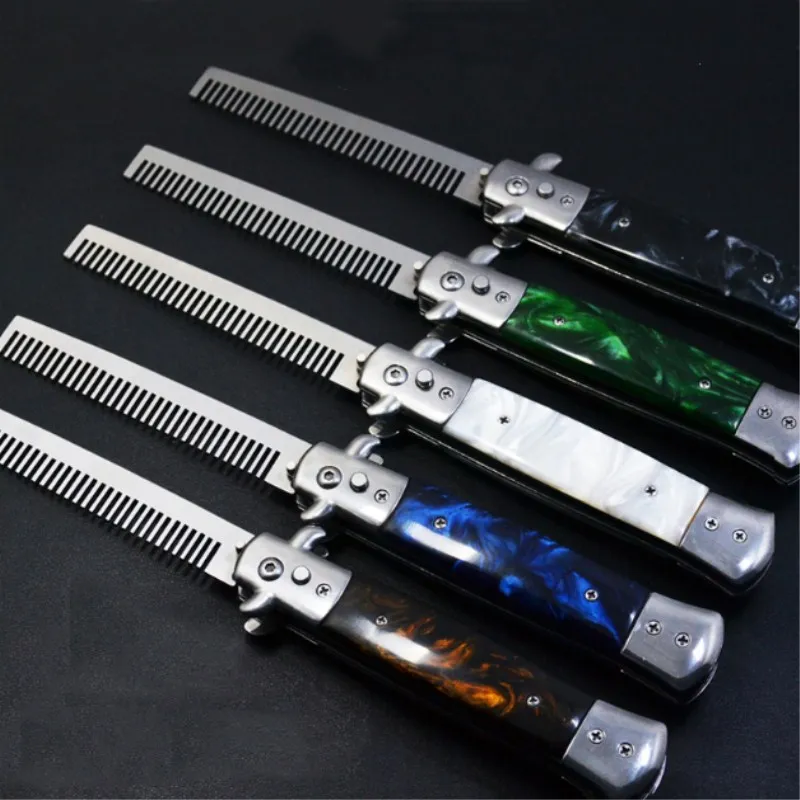 2018 New Automatic Folding Knife Comb Hair Trimmer Butterfly Men's