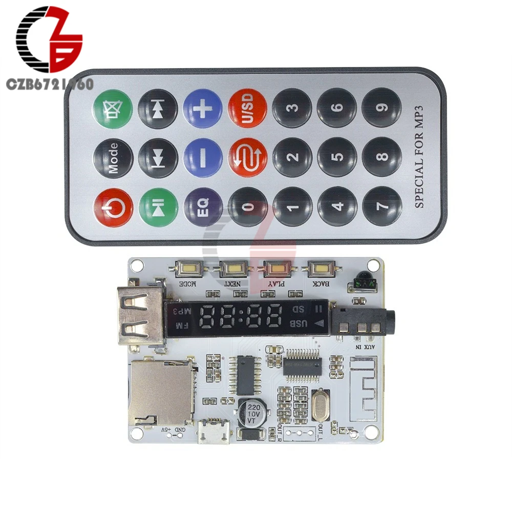 Цифровой светодиодный дисплей беспроводная плата декодирования Bluetooth FM MP3 TF Micro SD
