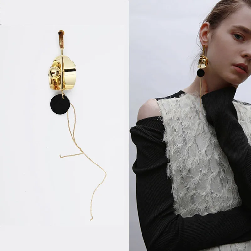 

New Golden Earrings with Asymmetrical European and American tassels