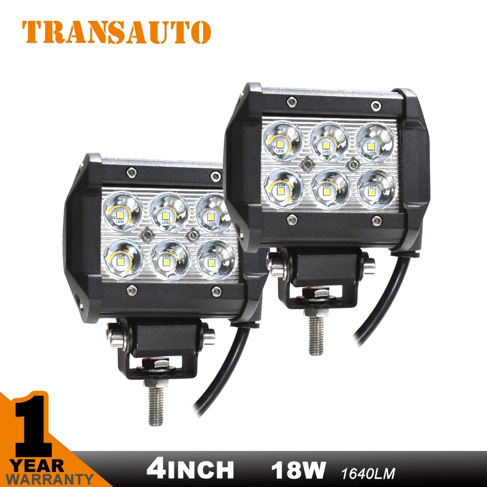 2pcs 4 Inch 18W Led Work light Off Road 4x4 4WD ATV UTV SUV Driving Motorcycle Light Truck Fog Lamp Headlight Spot Flood 12v 24v