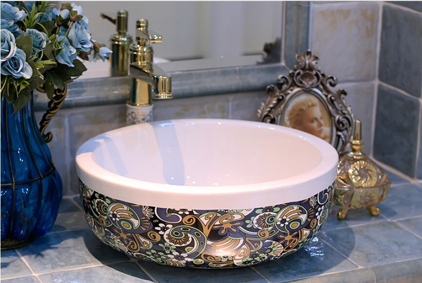 

Ceramic on the stage of the basin that wash a face basin. Art basin sink. Wash basin
