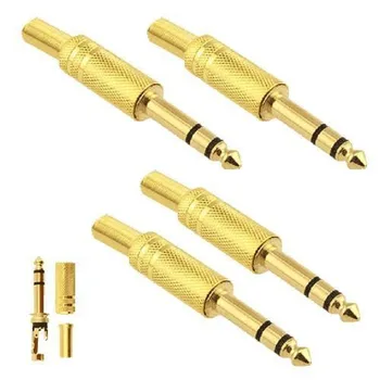 

50PCS Gold Plated audio jack 6.35mm 1/4 inch male plug Stereo adapter Audio connector solder