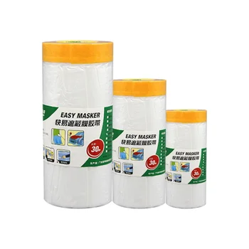 

30M Masking Film For Painting Taped Masking Film Tape Roll Self Adhesive Painting Protection Cover Film Sheet