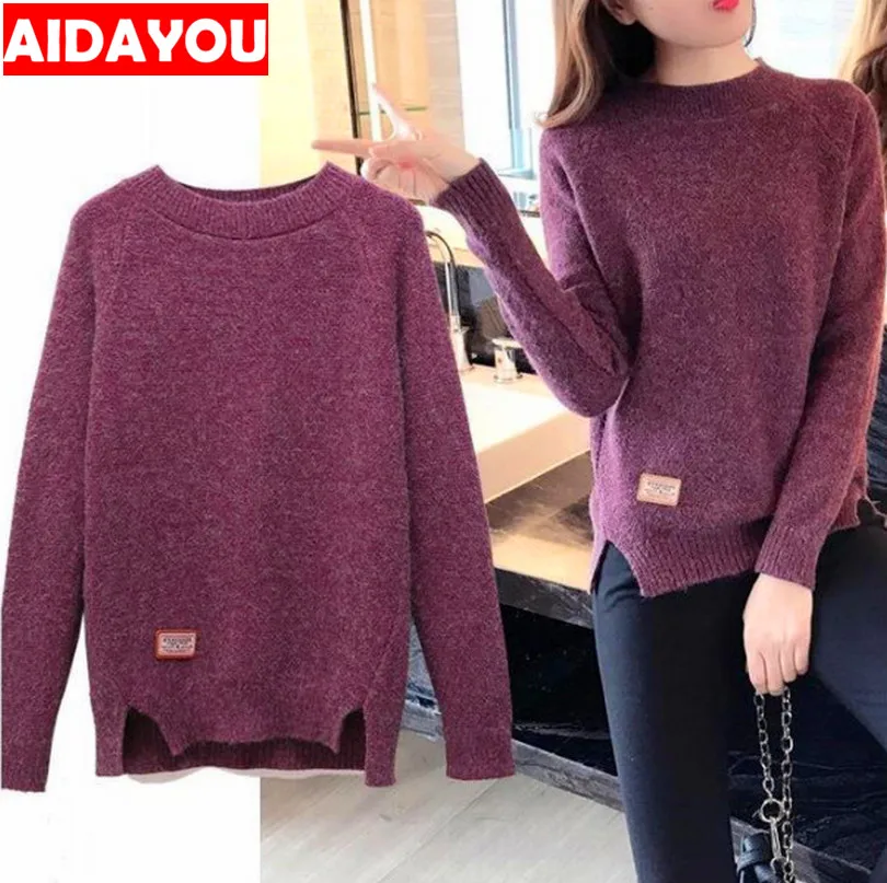 

Women Sweater Tops and Pullovers Winter Knitwear Cotton Mock-Neck Sweater Outfit Casual Plus Size Knitted ouc238 Aidayou