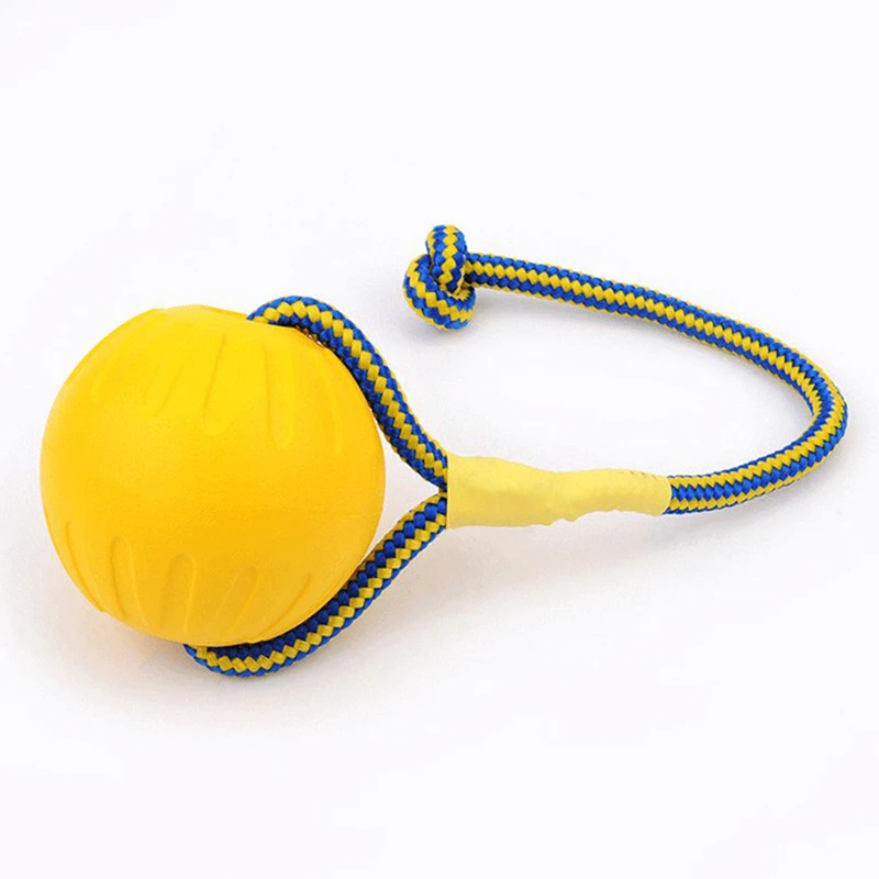 Teeth Indestructible Bite Rubber Puppy Funny Training Ball Chew Toys Play Fetch Solid With Carrier Rope Pet Dog
