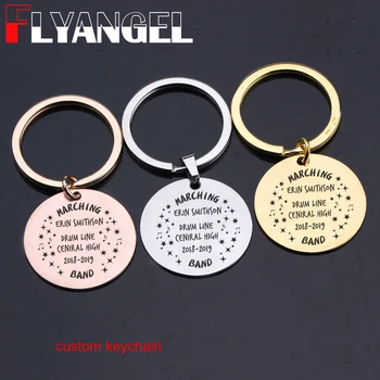 

FLYANGEL Personalized Engraved Keychain Cute Car Key Tag Marching Band High Quality Stainless Steel Keyring Women Man Jewelry