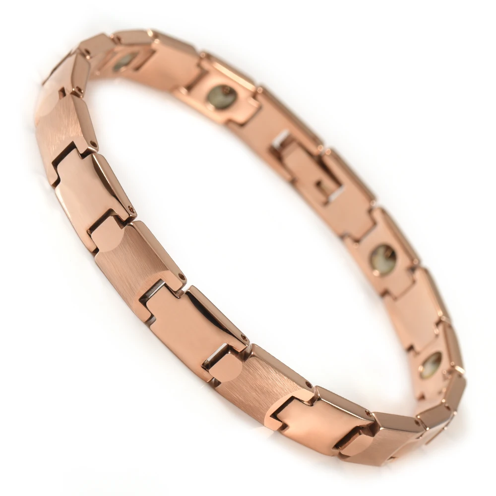Вольфрамовый браслет Wollet Jewerly 99.999% из нержавеющей стали 316L розовое золото