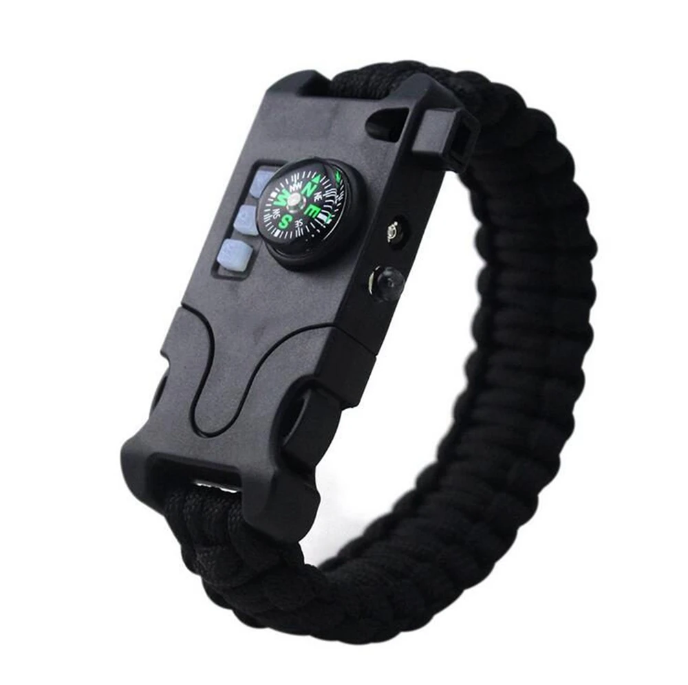 

EDC Survival Bracelets Bangles Unisex Emergency Rope Kit Camping Hiking Buckle Wristband Flahlight for Personal Safe Security