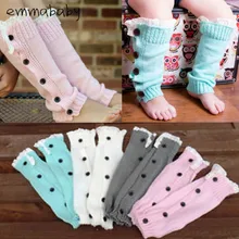 Emmababy Фирменная Новинка осень-зима милый ребенок Для мальчиков ясельного возраста для девочек повседневные шерстяные Кнопка кружева длинные леггинсы ноги теплые носки