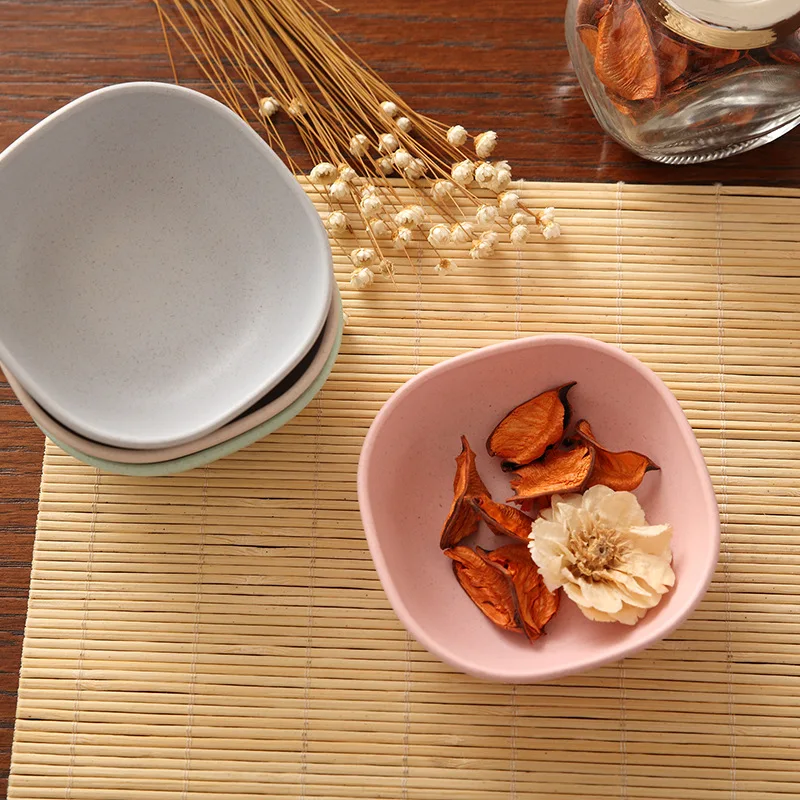 

4pcs/set Bamboo Fiber Sauce Plates Dip Sauce Small Dish Creative Household Tableware Sauce/Fruit/Salad Food Plates Container