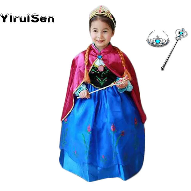 kids dresses for girls anna costume birthday party carnival halloween 4 year children girls dress princess