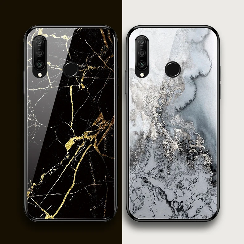 Чехол накладка из закаленного стекла для Huawei p30 9h мраморный Nova 2 2s 3 3e p Smart Plus Mate 10 20