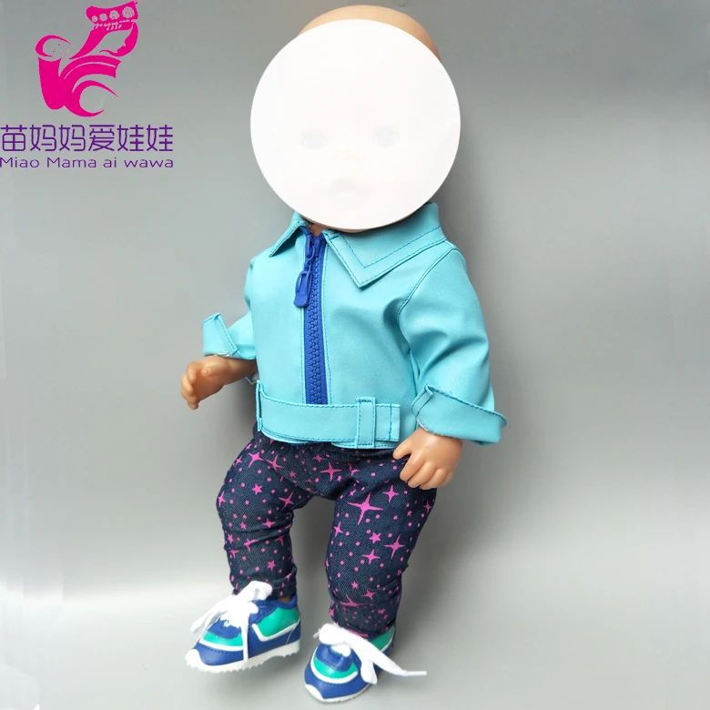 Кукольная одежда для новорожденных 43 см, одежда на молнии, розовая PU кожаная кукла, пальто для 17 дюймов, Детская кукольная куртка, зимняя одежда