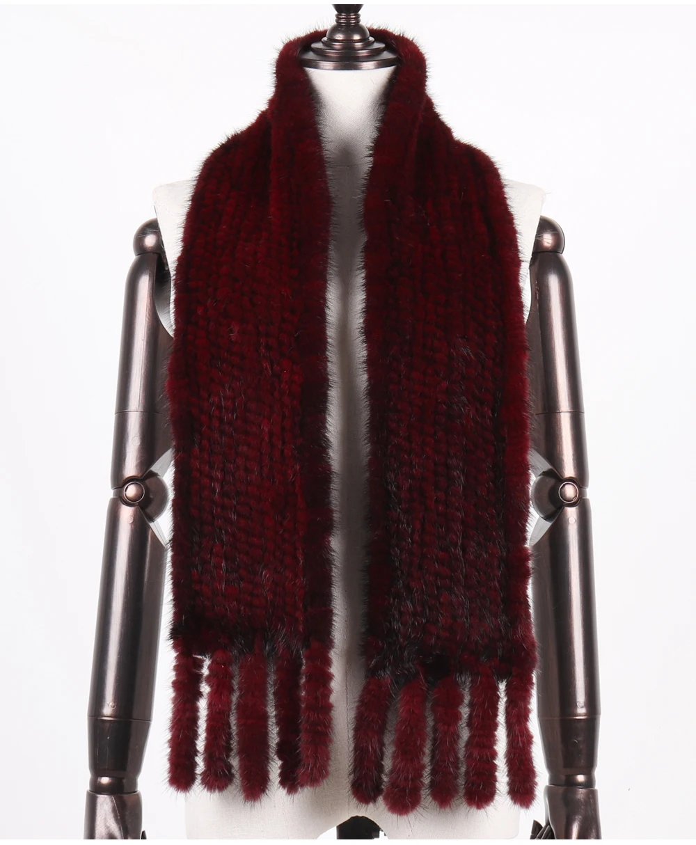Новинка, зимний женский теплый шарф из натурального меха норки, женский модный шарф из натурального меха норки, натуральный вязаный шарф из меха норки
