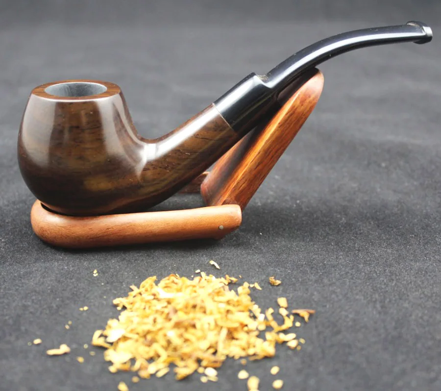 

16 Tools Nature Handmade Ebony Wood Brown Weed Tobacco Smoking Pipe Wooden Pipe + Pouch + Holder + 10pcs 9mm Pipe Filters #856h