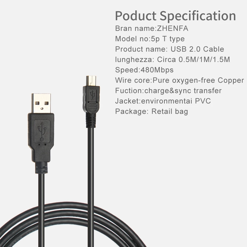 Zhenfa مصغرة كابل usb البسيطة usb إلى usb شاحن كابل بيانات سريعة ل الخلوية الهواتف mp3 mp4 لاعب gps كاميرا hdd البسيطة usb الرقمية