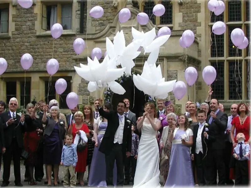 flowerherd 5pcs Helium Wedding Flying Dove White Balloon
