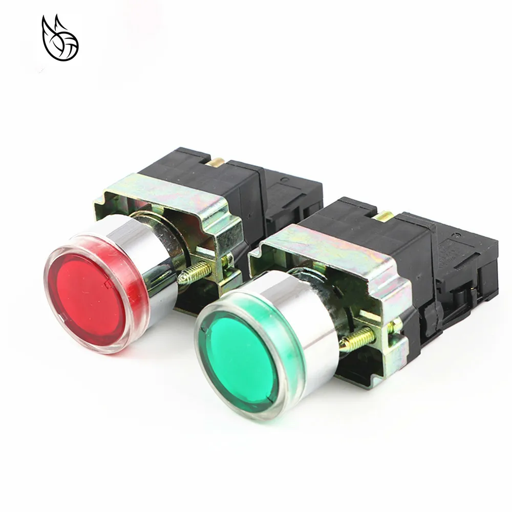 

22mm Momentary Round Push Button Switch XB2-BW3361C with LED light 1 NO 24V/AC220V/AC380V Green,Red,Yellow,Blue